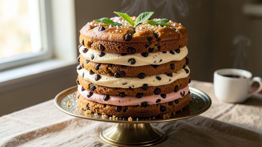 Big Chocolate Chip Cookie Cake Recipe: Triple-Layered Height With Buttery Crust Bites