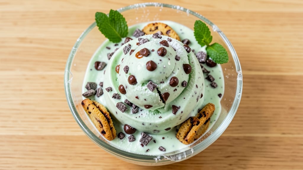 Ben and Jerry's Mint Chocolate Chip Ice Cream Recipe: Crispy Cookie Pieces and Cooling Peppermint Swirls