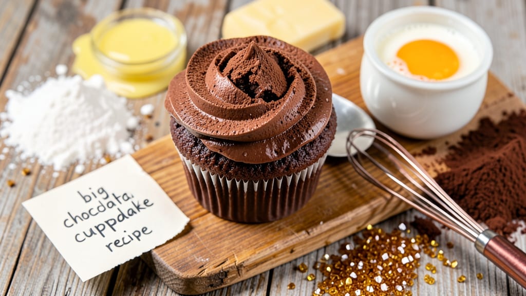 Big Chocolate Cupcakes Recipe: Double-Baked Height With Fudgy Cracks