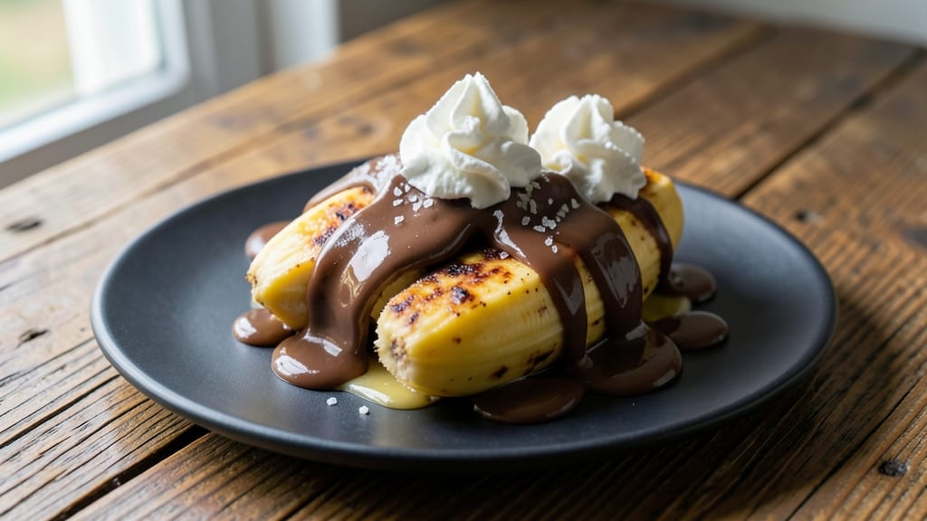 Banana Melted Chocolate Recipe: Warm Fudge Rivers Over Toasted Bananas
