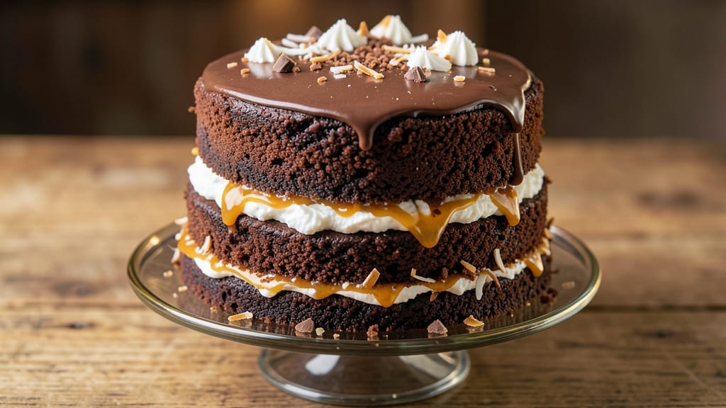 Bakers Square German Chocolate Cake Recipe: Pecan-Studded Layers With Coffee-Infused Fudge