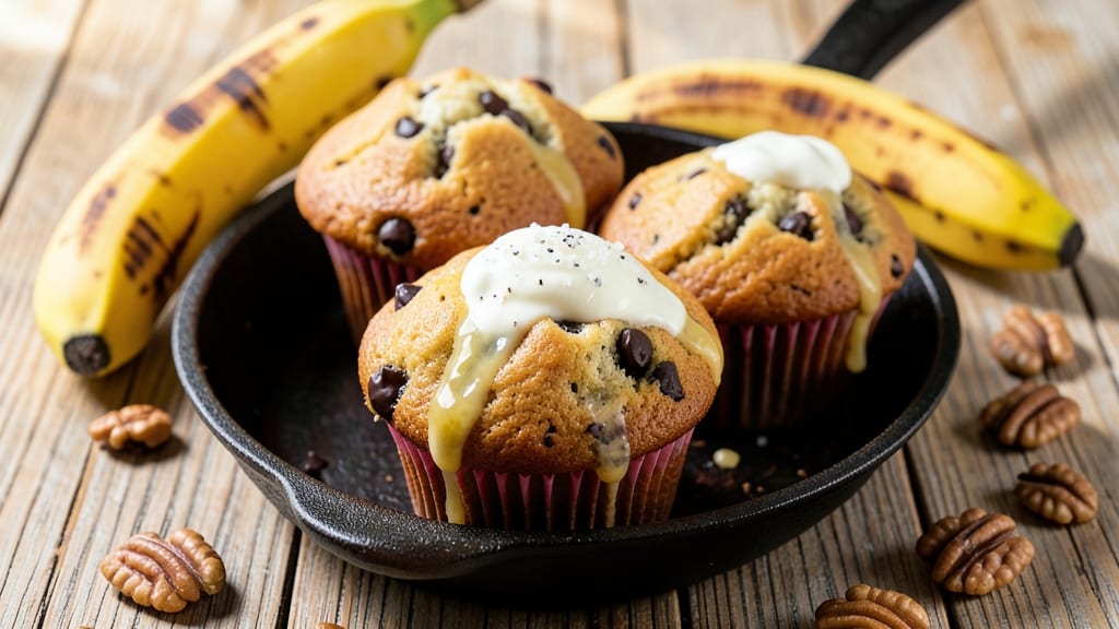Banana Chocolate Chip Muffin Recipe with Greek Yogurt: Fluffy Peaks and Hidden Fudges