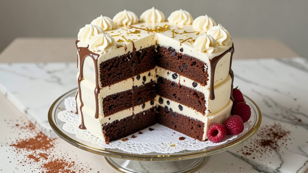 Best Chocolate Cake Recipe With Vanilla Buttercream Frosting: Triple-Layered Height and Smooth Vanilla Swirls