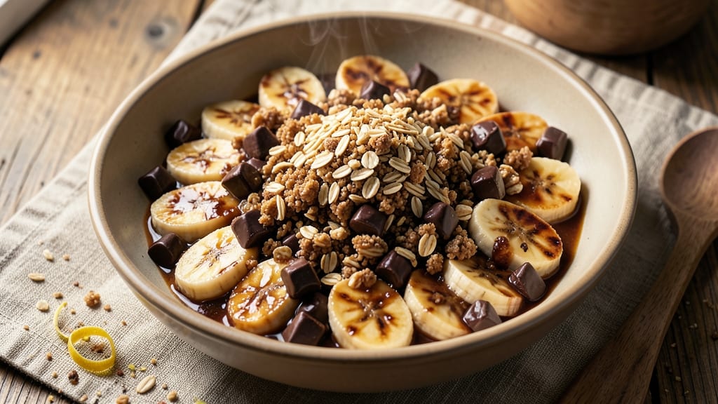 Banana Chocolate Crumble Recipe: Warm Spiced Topping and Melty Chunks