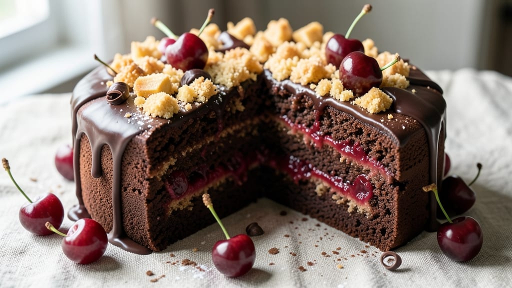 Cherry Chocolate Cake Recipe From Scratch: Coffee-Infused Moisture With Buttery Crunch Top